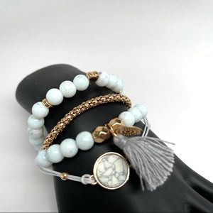Amelia Rue Cora 4 Piece Bracelet Set Blue & Gold